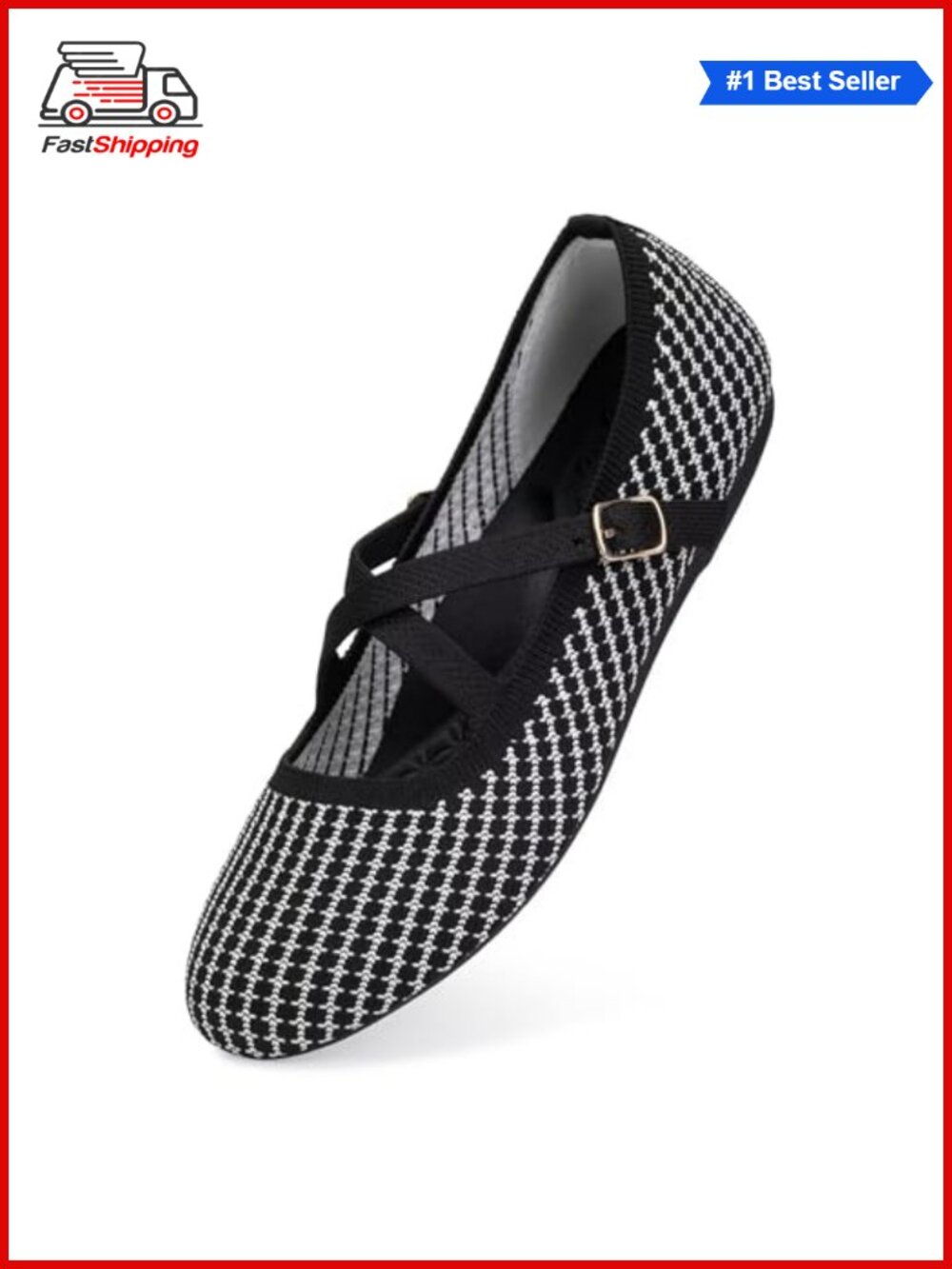 Women's Mary Jane Flats Knit Ballet Criss Cross Ankle Strap Comfort Shoes